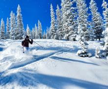 winter in aspen skiing on mountain